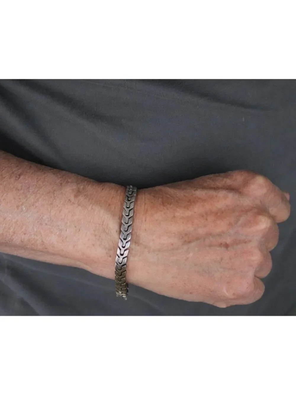 Men's Sterling Silver Heavy Thick Link Chain Bracelet 8 1/4